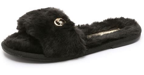 michael kors fur slide slippers|michael kors slippers clearance.